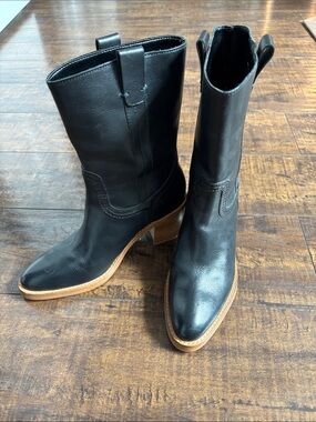 Women's Dolce Vita  Black Leather Mid-Calf Western Boots